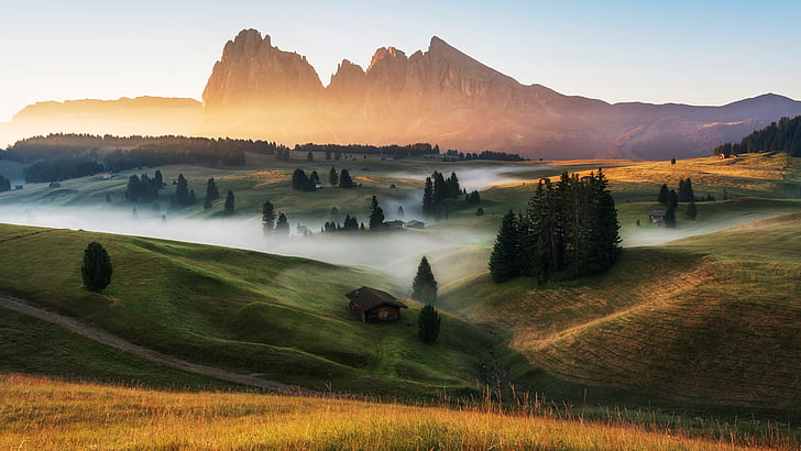 German Alps Village, dawn, grassland, nature, landscape Free HD Wallpaper