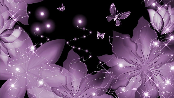 lavender, sparkles, 3d and a, stars Free HD Wallpaper