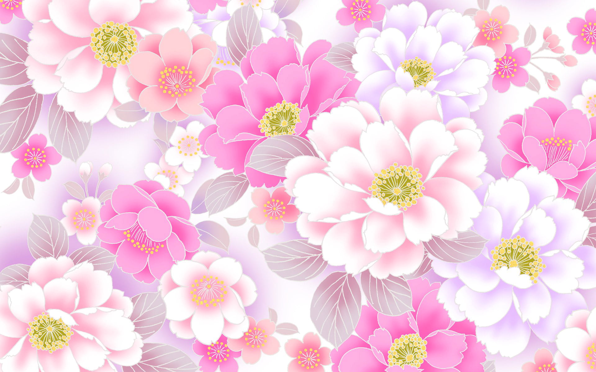 leaf, blossom, pink color, seamless