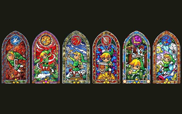 Legend of Zelda Stained Glass, shield, stained, black, link Free HD Wallpaper