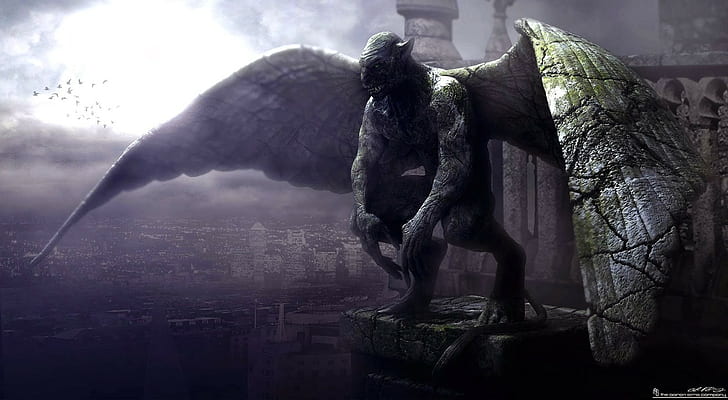 Medieval Gargoyles, frankenstein, Frankenstein, fantasy art, gargoyles Free HD Wallpaper