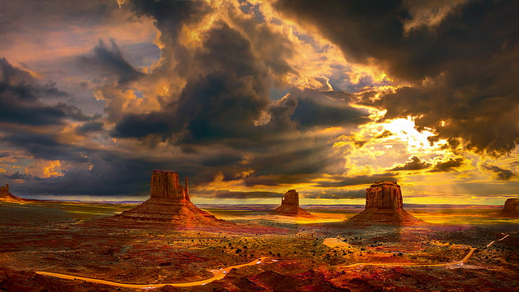 monument valley, sandstone, desert, rock  object