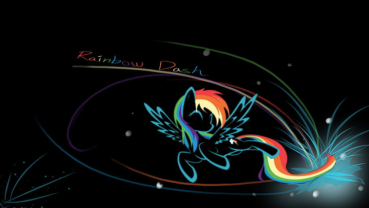 My Little Pony Rainbow Friends, glowing, black background, creativity, lighting equipment Free HD Wallpaper