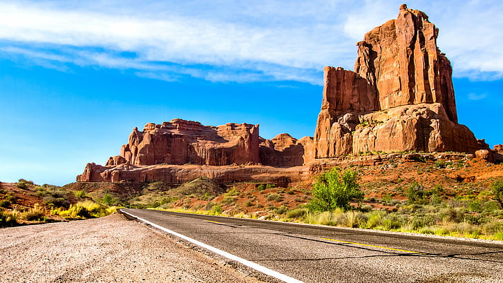 Natural Arches, towers, desert, national  park, vacation Free HD Wallpaper