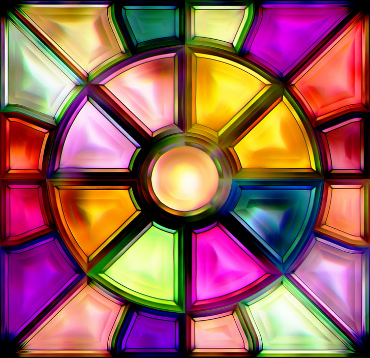 Painted Glass Wall Art, variation, geometric shape, colors, studio shot Free HD Wallpaper