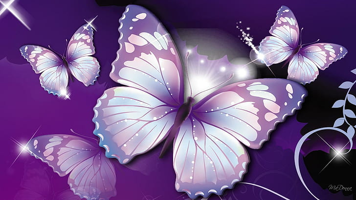 Pink and Purple Glitter Butterfly, butterflies, white,, purple, abstract Free HD Wallpaper