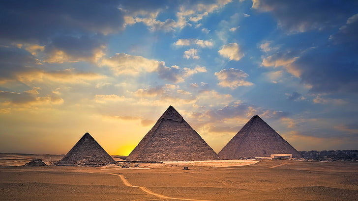 Pyramids of Giza Art, triangle shape, no people, sunset, architecture Free HD Wallpaper