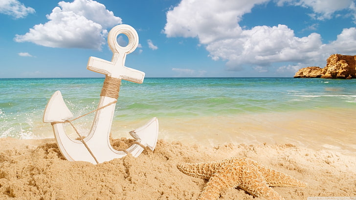 Sand Spike Anchor, horizon over water, tranquil scene, tranquility, nature Free HD Wallpaper