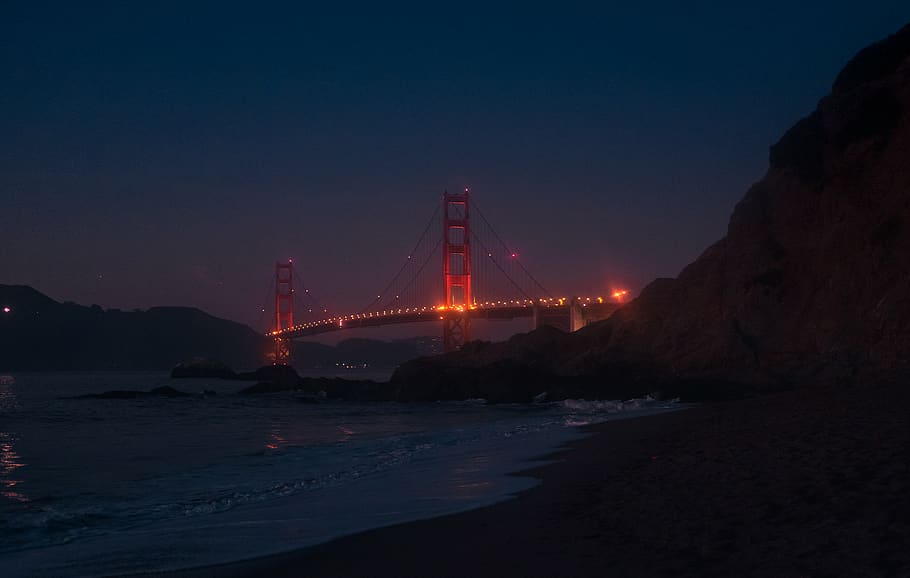 Scenic San Francisco, tourism, beach, gradient, blue Free HD Wallpaper