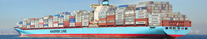 Sealand Maersk, red, passenger craft, container ship, sky Free HD Wallpaper