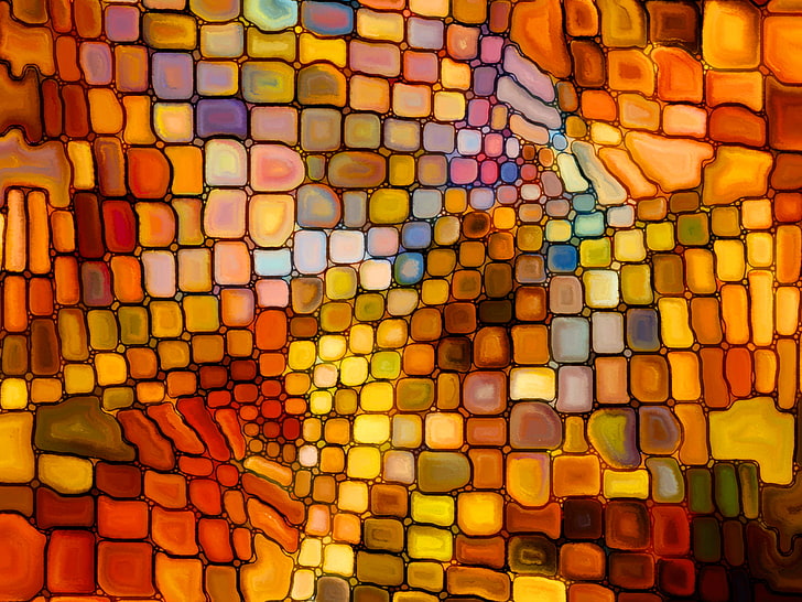 Stained Glass Window Art, multicolored, nightlife, orange color, wall  building feature Free HD Wallpaper