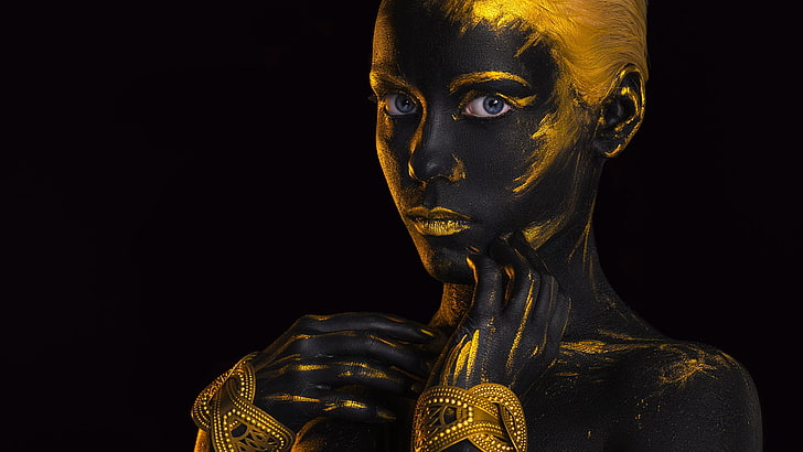 Street Art Black Women, copy space, black color, sculpture, headshot Free HD Wallpaper
