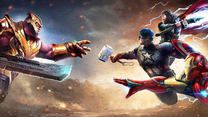 Thor vs Captain Marvel, thanos, avengers endgame, captain america, the avengers Free HD Wallpaper