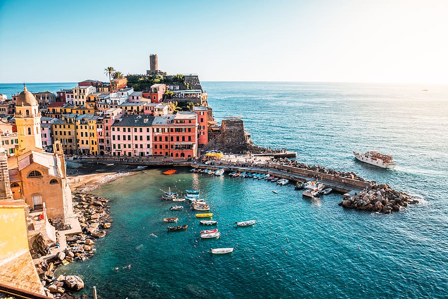 Towns of Cinque Terre, land, transportation, outdoors, houses Free HD Wallpaper