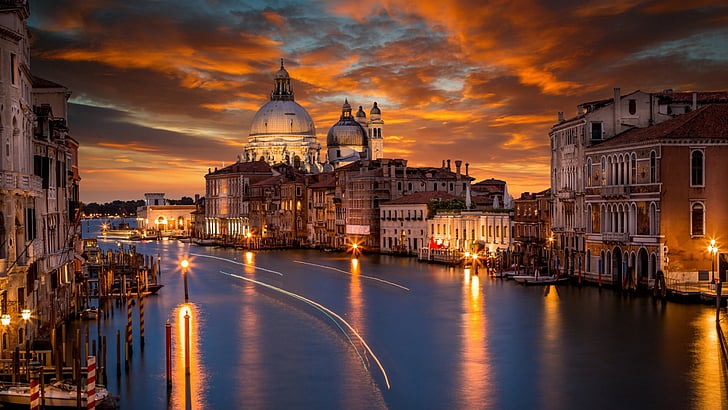 Venice Italy Tourist, reflection, evening, sunset, sky Free HD Wallpaper