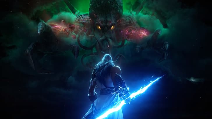 War in Heaven Art, zeus, gods, cthulhu, smite Free HD Wallpaper