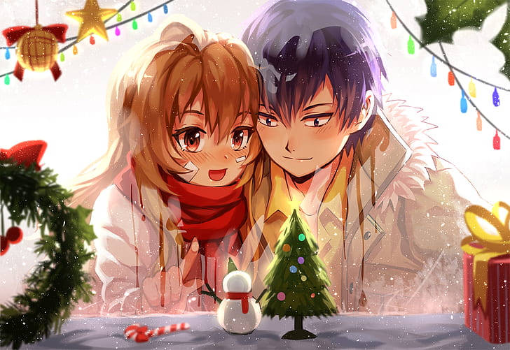 Anime Couple Stars, taiga, couple, toradora, anime Free HD Wallpaper