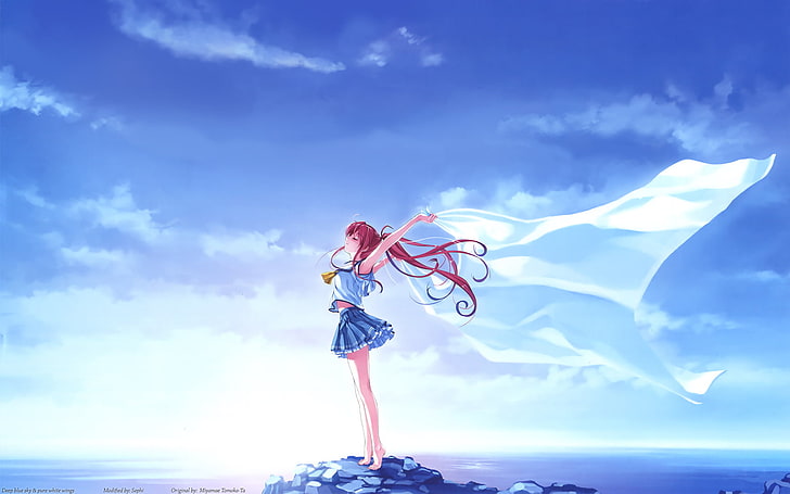 Beyond the Ocean Anime, arms raised, outdoors, cloud  sky, young adult Free HD Wallpaper