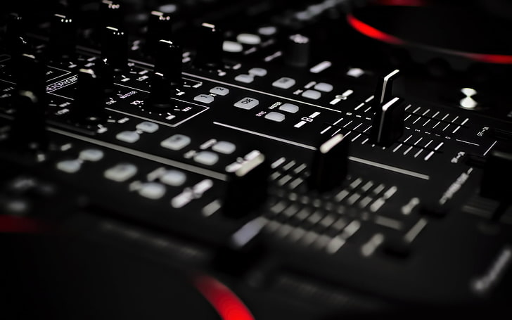 Black DJ, laptop, electronics industry, closeup, computer keyboard