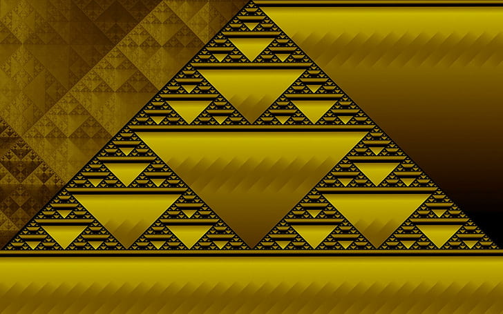 Black Gold Box, 3d and abstract, fractals, repeating, sierpinski Free HD Wallpaper