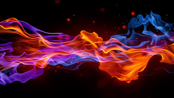 Blue Flame Fireplace, Art, black, fire, art Free HD Wallpaper