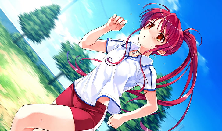 Bright Anime, casual clothing, outdoors, females, red