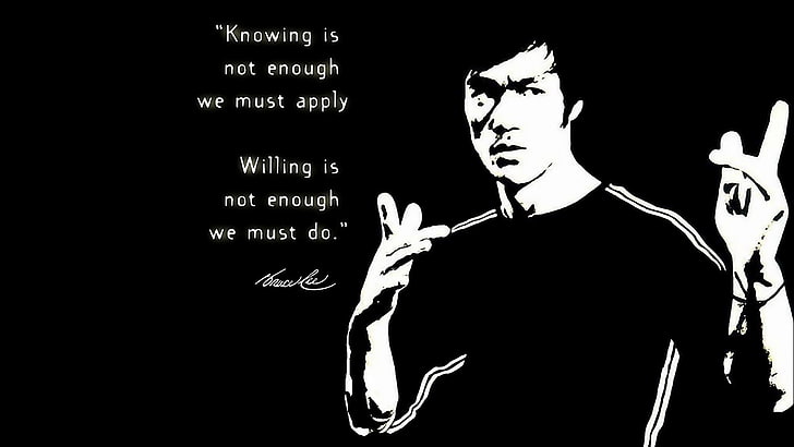 Bruce Lee Quotes, bruce lee, holding, front view, young men Free HD Wallpaper