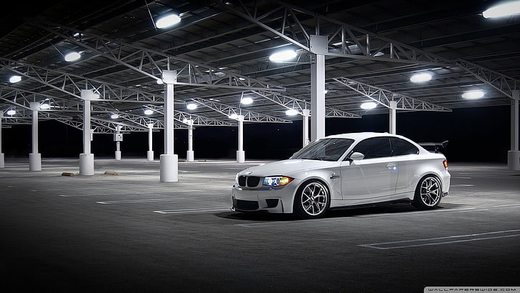 Car BMW Night, architectural column, parking lot, architecture, built structure Free HD Wallpaper