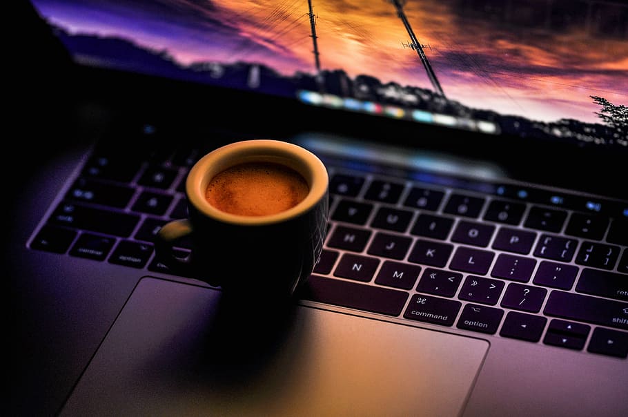 Coffee Cup, macbook, screen, laptop, pro Free HD Wallpaper