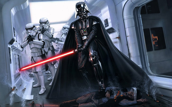 Darth Vader Costume, full length, wars, holding, smoke  physical structure Free HD Wallpaper