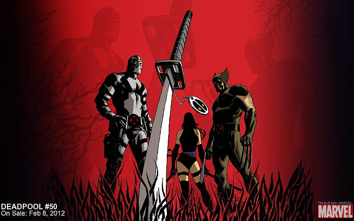 Deadpool Live, cartooncomic, sword, men, red