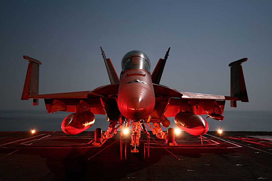 F18 Super Hornet vs F35, mode of transportation, ship, navy, evening