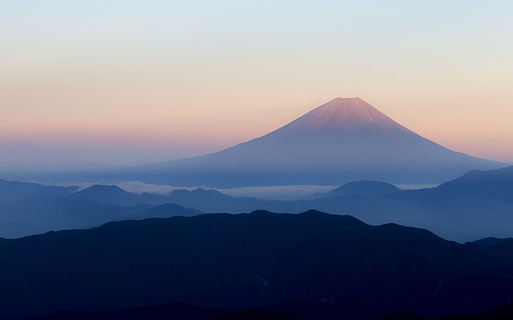 Fuji Five Lakes, sunset, snowcapped mountain, nonurban scene, mountain range