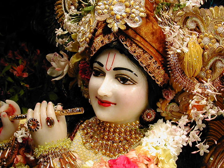 Hindu God Krishna, portrait, one person, lord, male likeness Free HD Wallpaper