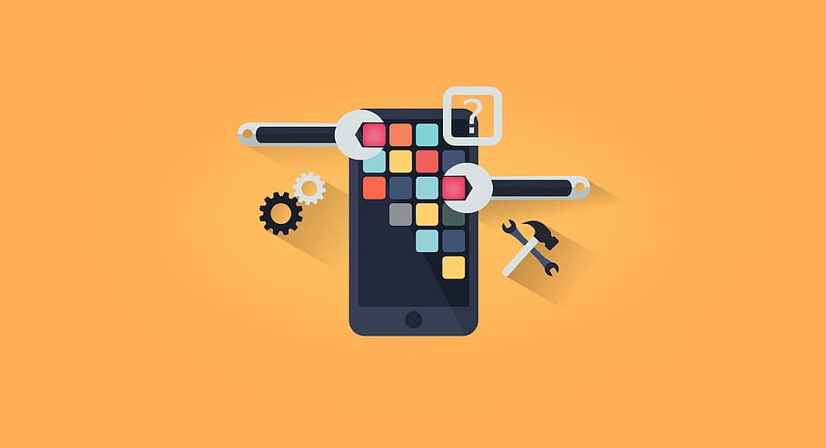 Mobile App Development Tools, multi colored, upload, app, wrench Free HD Wallpaper