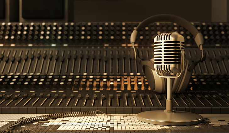 Radio Microphone On Air, art, seat, stage  performance space, studio Free HD Wallpaper