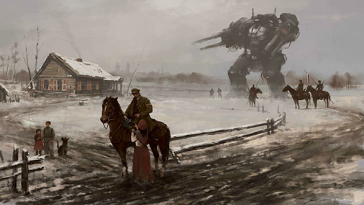 Scythe Board Game Art, painting, house, jakub ralski, iron harvest Free HD Wallpaper