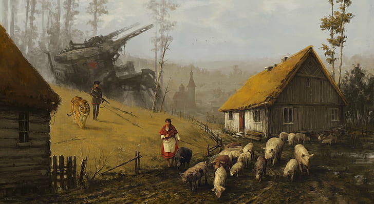 Scythe Board Game Artwork, jakub ralski, painting, iron harvest, animals Free HD Wallpaper