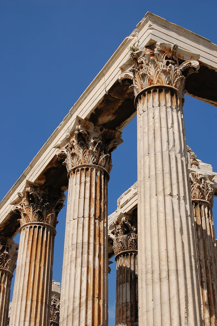 Temple of Olympian Zeus Columns, day, tourism, sky, damaged Free HD Wallpaper