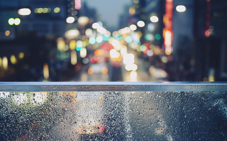 Window On Rainy Day, lighting equipment, lights, night, road Free HD Wallpaper