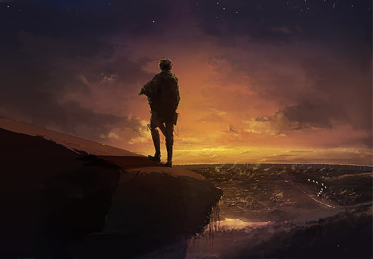 Anime Girl Falling, standing, attack on titan, levi ackerman, anime Free HD Wallpaper