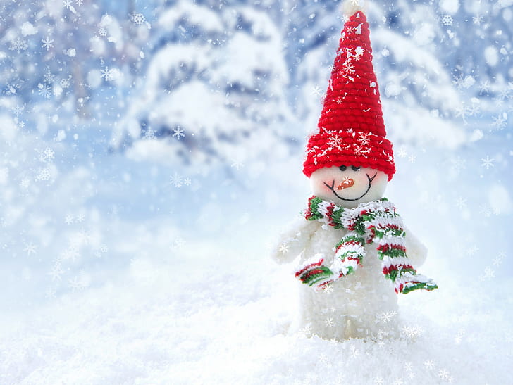 christmas, snow, red, celebration Free HD Wallpaper