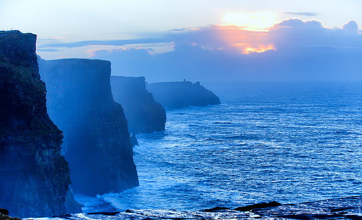 Cliff Forest Sky, blue, ireland, cliffs of moher, Ireland, Free HD Wallpaper