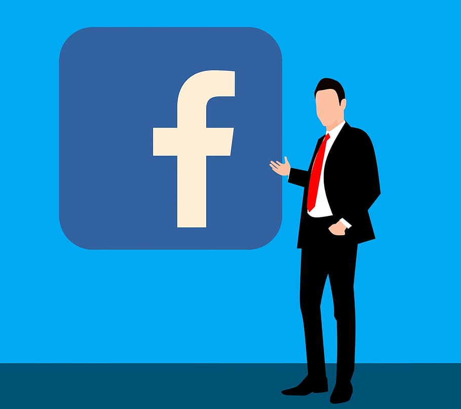 Facebook Icon Vector, blue background, studio shot, business person, portrait Free HD Wallpaper