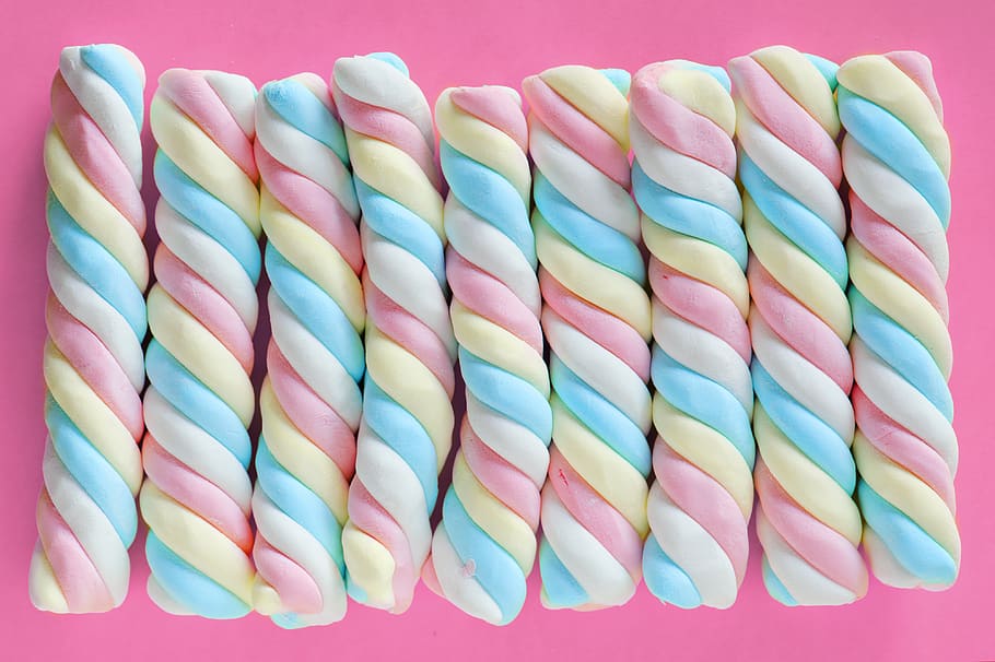 Marshmallow Creme, sugar, striped, confectionery, pink color