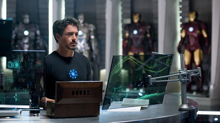 Marvel Hero Iron Man, indoors, computer, business person, one person