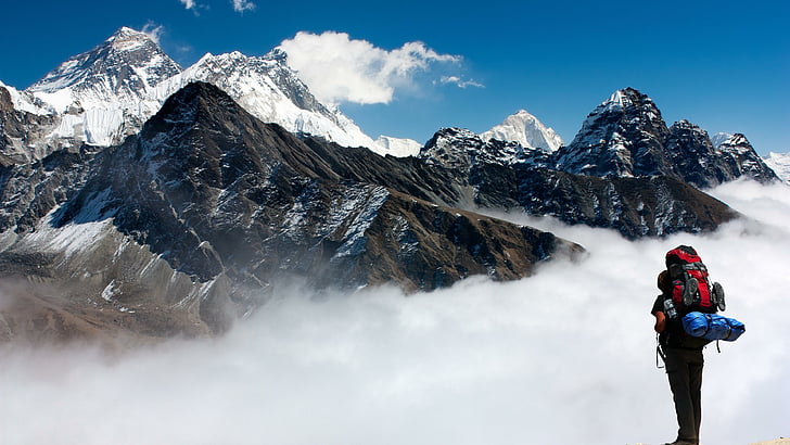 Mont Everest, sky, mount scenery, mountainous landforms, cloud Free HD Wallpaper