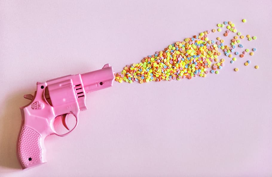 Pink Knife Aesthetic, playful, purple, revolver, pistol Free HD Wallpaper