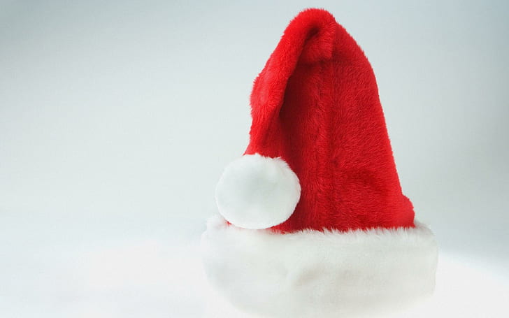 Santa's Cap, hat, fur,, white, christmas, Free HD Wallpaper