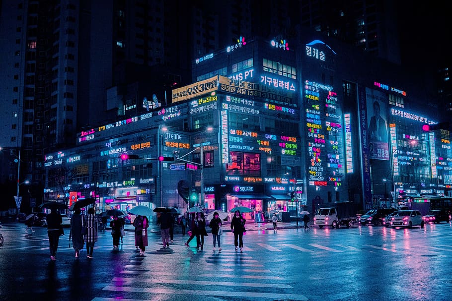 Seoul Korea City Night, neon, hd wallpaper, seoul, blurred motion Free HD Wallpaper
